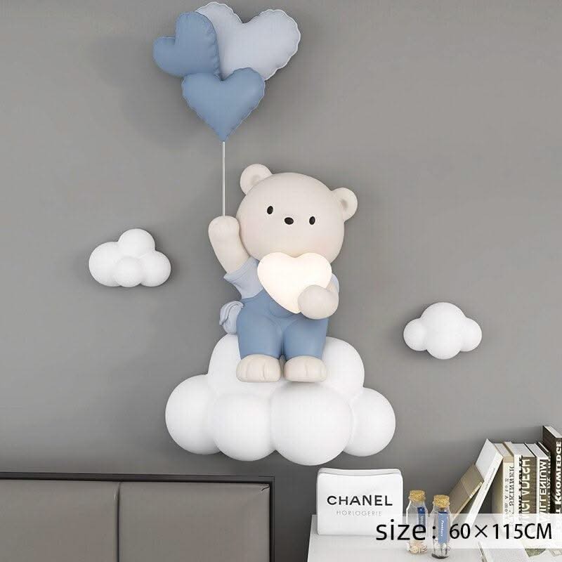 ChandeliersDecor.com-Kids Room Nursery Lighting-Balloon Bear Statue Wall Hanging Globe Light for Kids Room