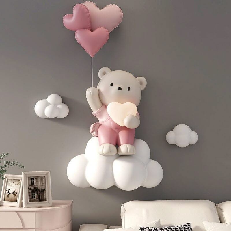ChandeliersDecor.com-Kids Room Nursery Lighting-Balloon Bear Statue Wall Hanging Globe Light for Kids Room