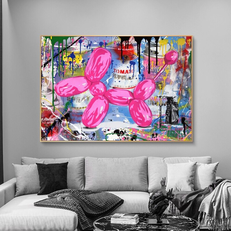 ChandeliersDecor.com-Wall Posters-Balloon Dog Graffiti Wall Art: Vibrant and Unique Home Decor