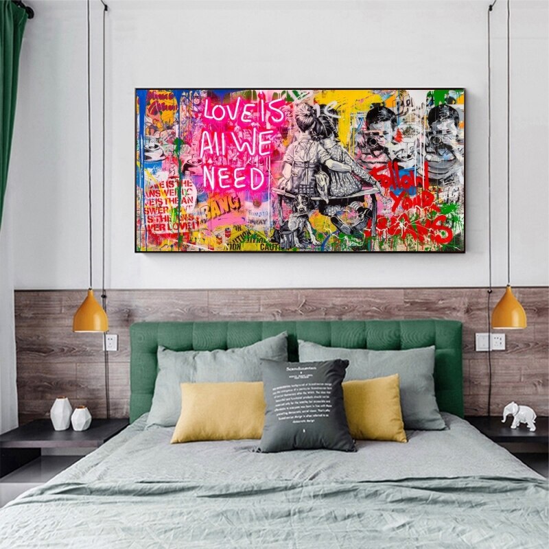 ChandeliersDecor.com-Banksy Wall Poster-Banksy Art Love Is All We Need Canvas Wall Art
