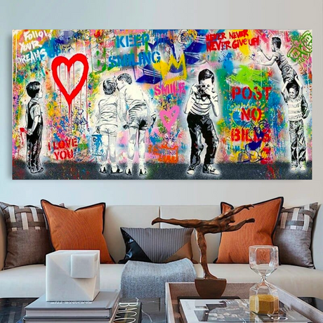 ChandeliersDecor.com-Banksy Wall Poster-Banksy Art Love Is All We Need Mix Canvas Wall Art