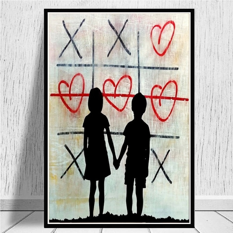 ChandeliersDecor.com-Banksy Wall Poster-Banksy Artwork Brother and Sister Canvas Wall Art