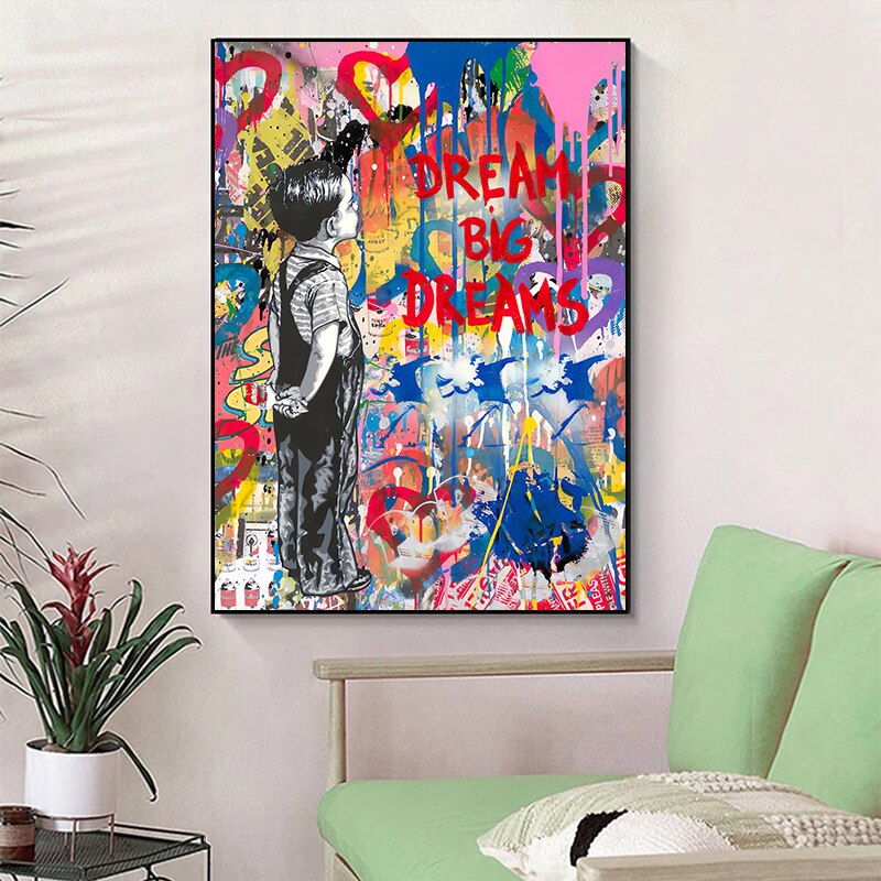ChandeliersDecor.com-Banksy Wall Poster-Banksy Dream Big Dreams Wall Art - Boundless Imagination