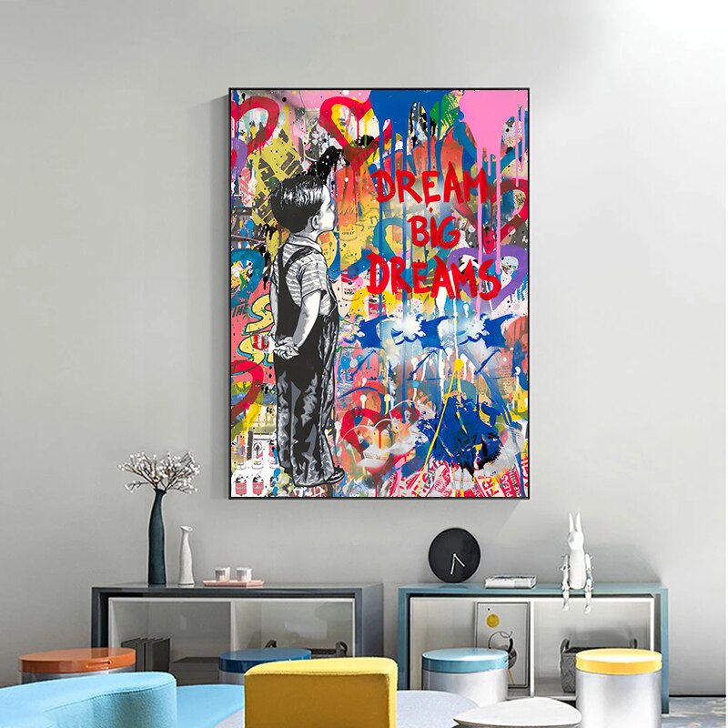 ChandeliersDecor.com-Banksy Wall Poster-Banksy Dream Big Dreams Wall Art - Boundless Imagination