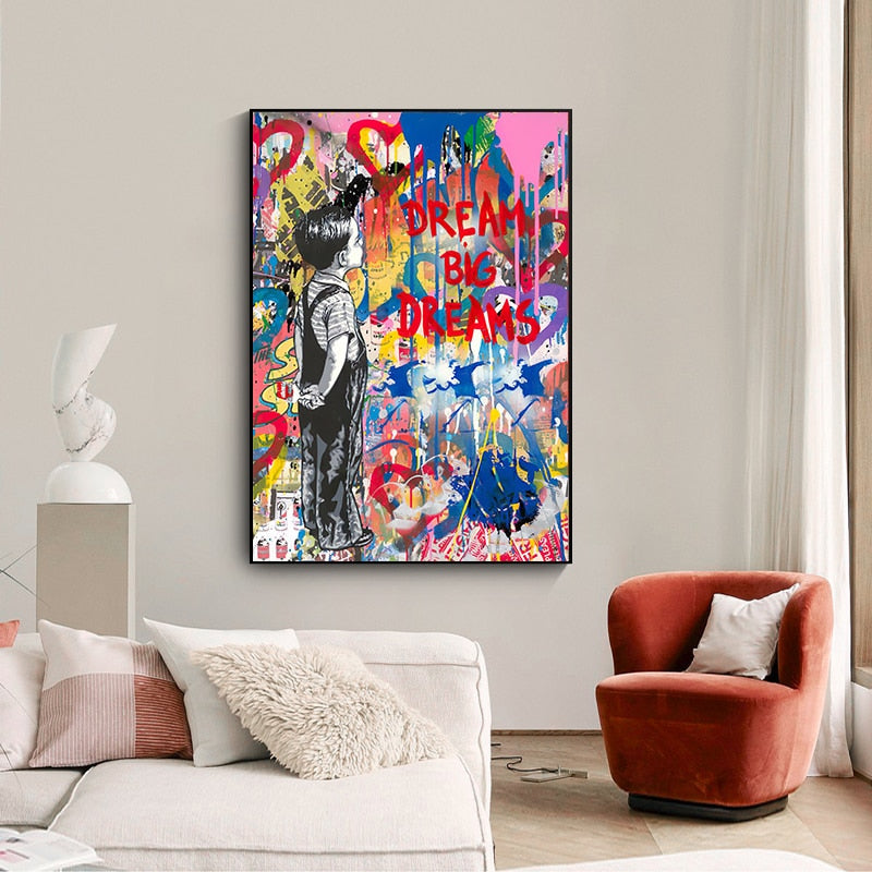 ChandeliersDecor.com-Banksy Wall Poster-Banksy Dream Big Dreams Wall Art - Boundless Imagination