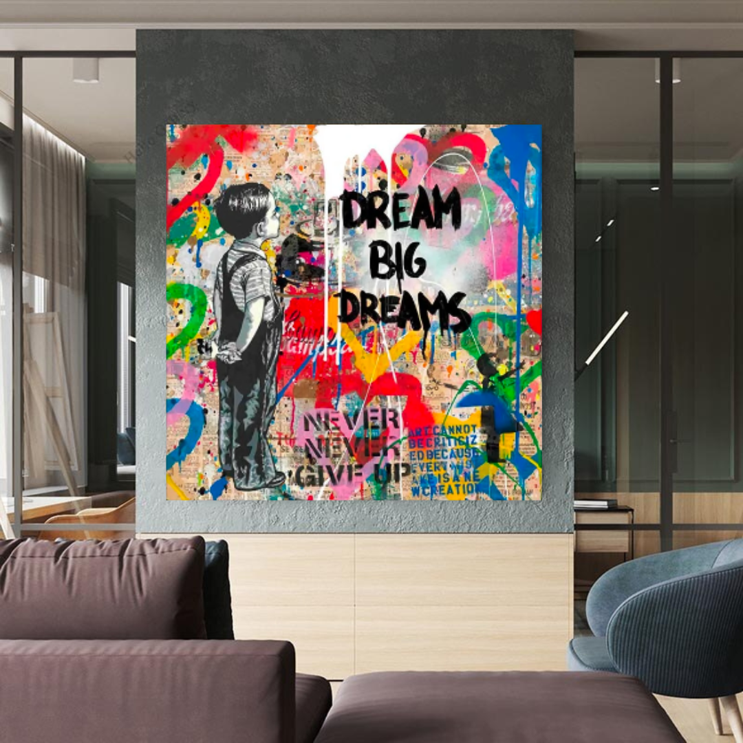 Banksy Dream Big Dreams Wall Art - Explore Inspiring Art-ChandeliersDecor.com