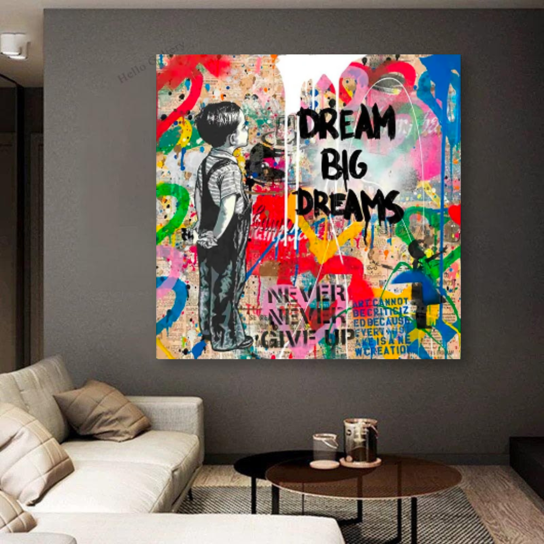 Banksy Dream Big Dreams Wall Art - Explore Inspiring Art-ChandeliersDecor.com