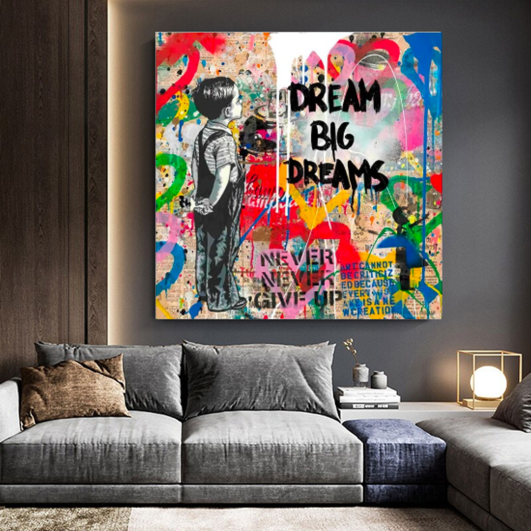Banksy Dream Big Dreams Wall Art - Explore Inspiring Art-ChandeliersDecor.com