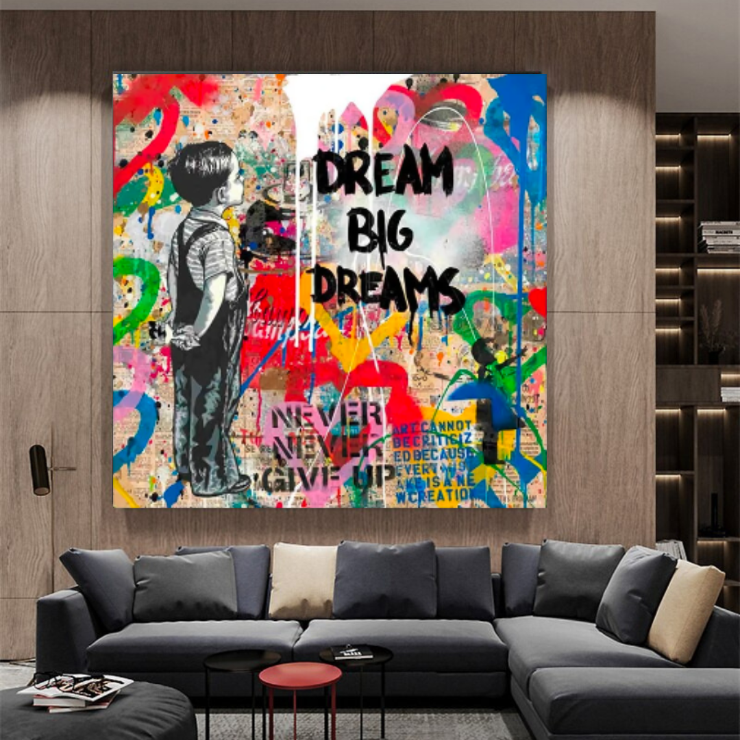 Banksy Dream Big Dreams Wall Art - Explore Inspiring Art-ChandeliersDecor.com