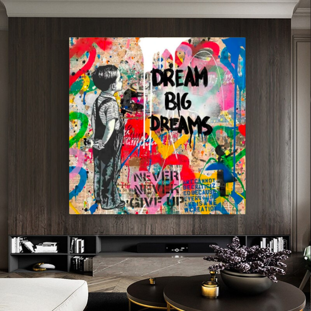 Banksy Dream Big Dreams Wall Art - Explore Inspiring Art-ChandeliersDecor.com