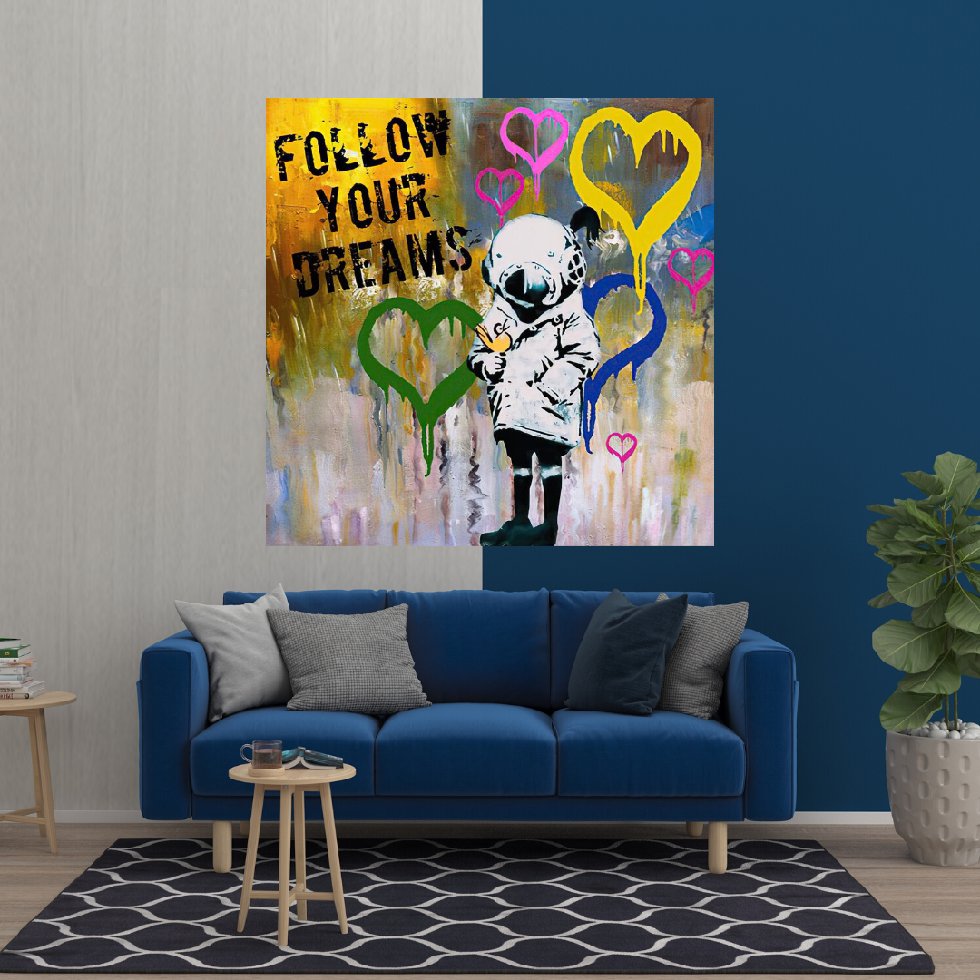 Banksy Follow Your Dreams Graffiti Canvas Wall Art-ChandeliersDecor.com