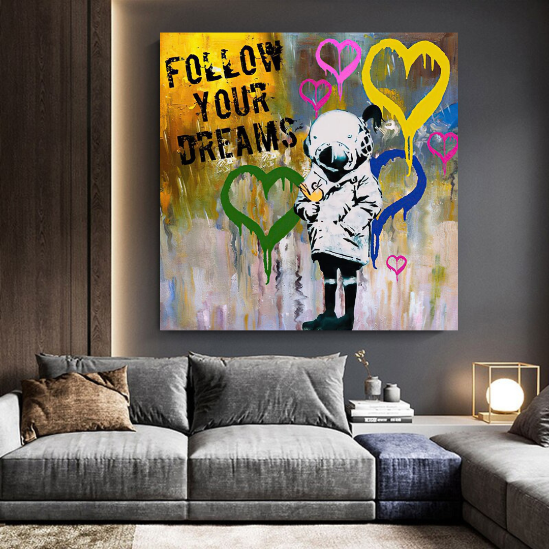 Banksy Follow Your Dreams Graffiti Canvas Wall Art-ChandeliersDecor.com
