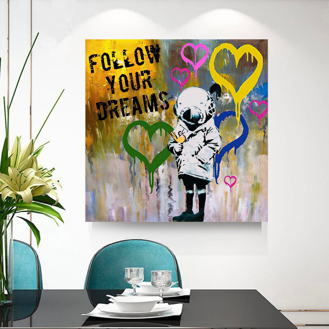 Banksy Follow Your Dreams Graffiti Canvas Wall Art-ChandeliersDecor.com