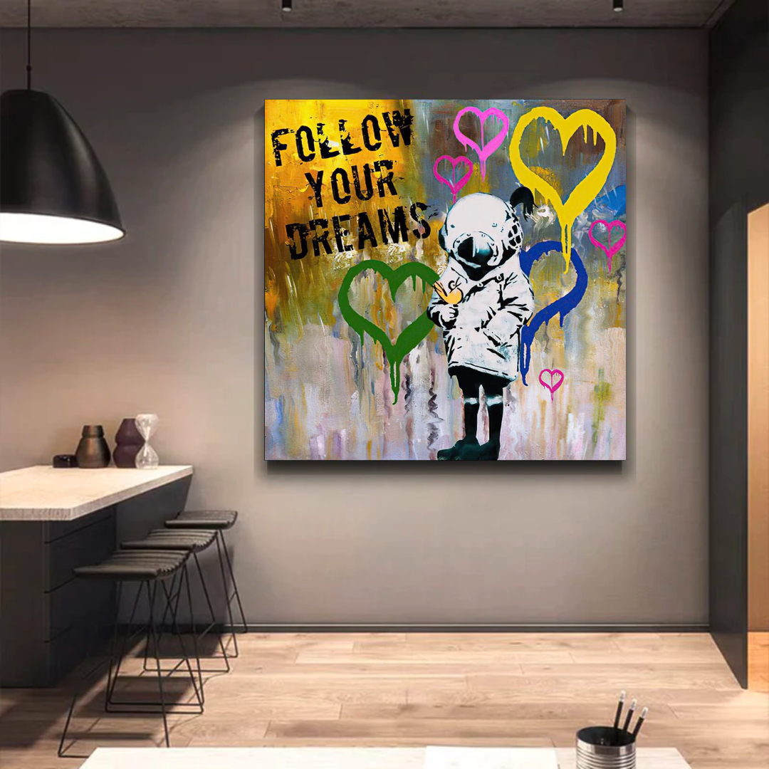 Banksy Follow Your Dreams Graffiti Canvas Wall Art-ChandeliersDecor.com