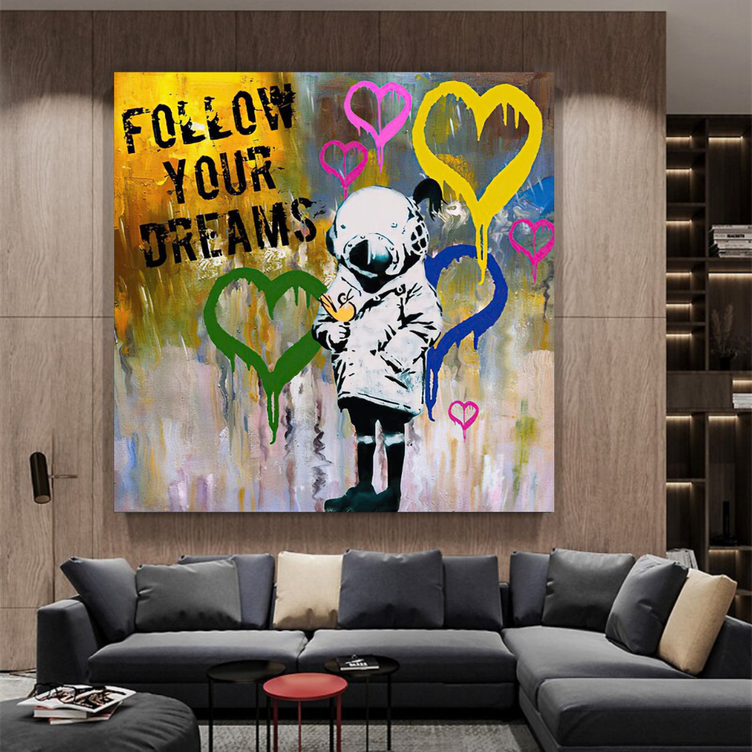 Banksy Follow Your Dreams Graffiti Canvas Wall Art-ChandeliersDecor.com