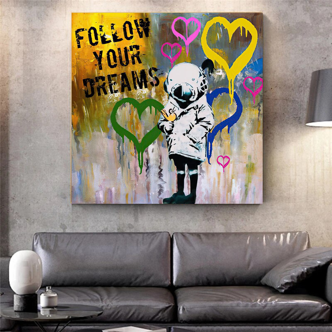 Banksy Follow Your Dreams Graffiti Canvas Wall Art-ChandeliersDecor.com