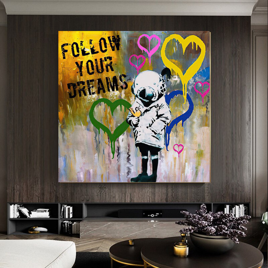 Banksy Follow Your Dreams Graffiti Canvas Wall Art-ChandeliersDecor.com