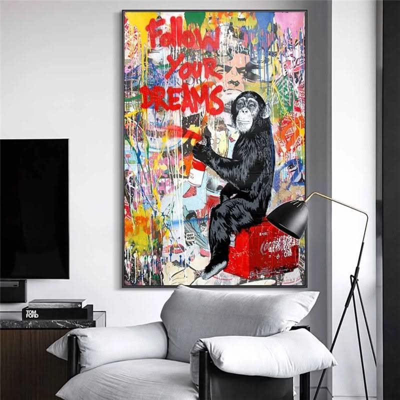 Banksy Follow Your Dreams Wall Art - Authentic Work-ChandeliersDecor.com