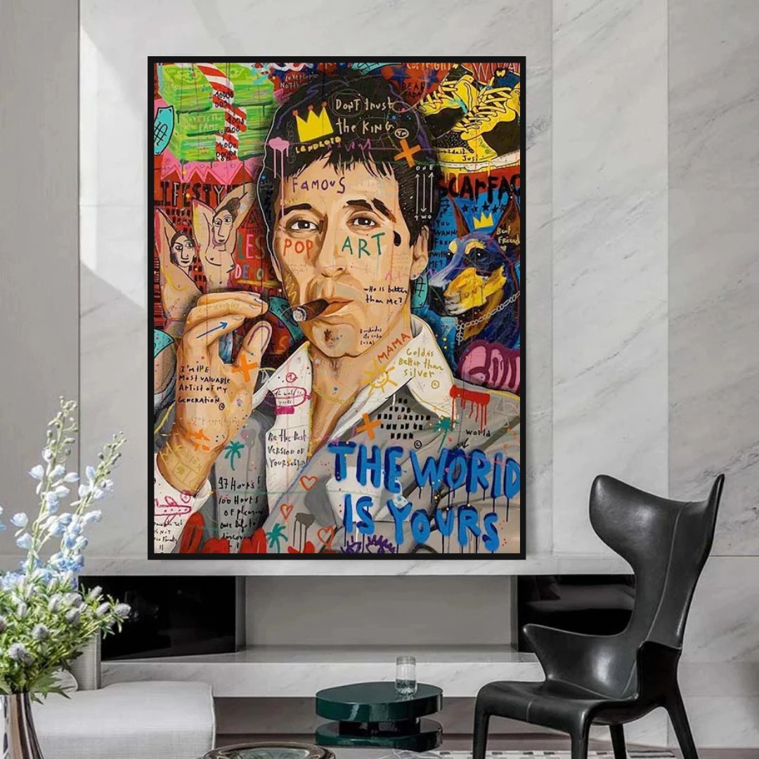 Banksy Godfather Scarface Pablo Graffiti Canvas Wall Art-ChandeliersDecor.com