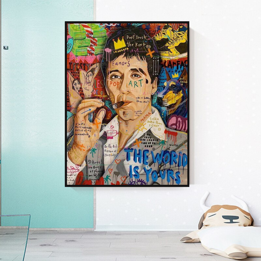 Banksy Godfather Scarface Pablo Graffiti Canvas Wall Art-ChandeliersDecor.com