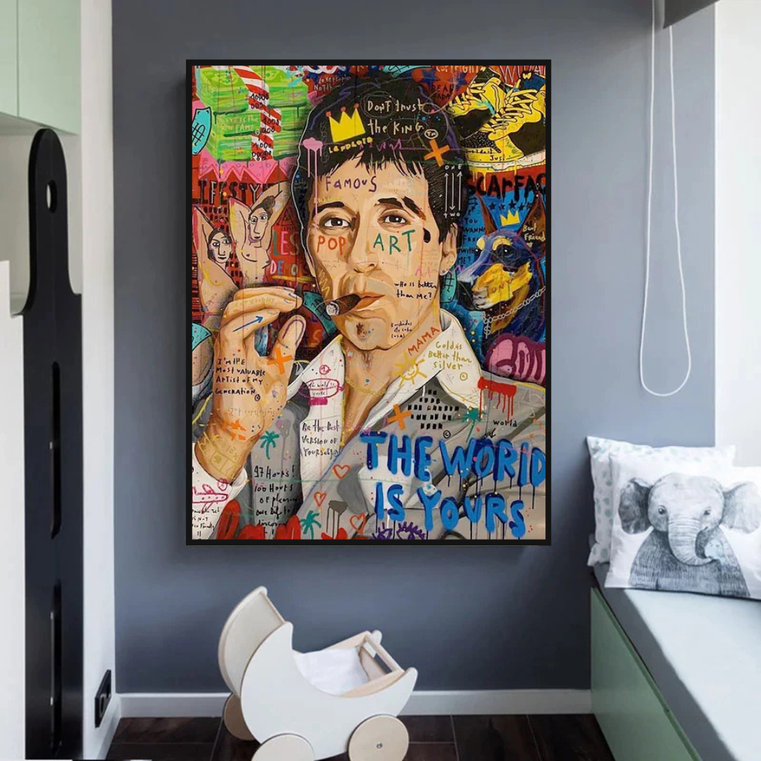 Banksy Godfather Scarface Pablo Graffiti Canvas Wall Art-ChandeliersDecor.com