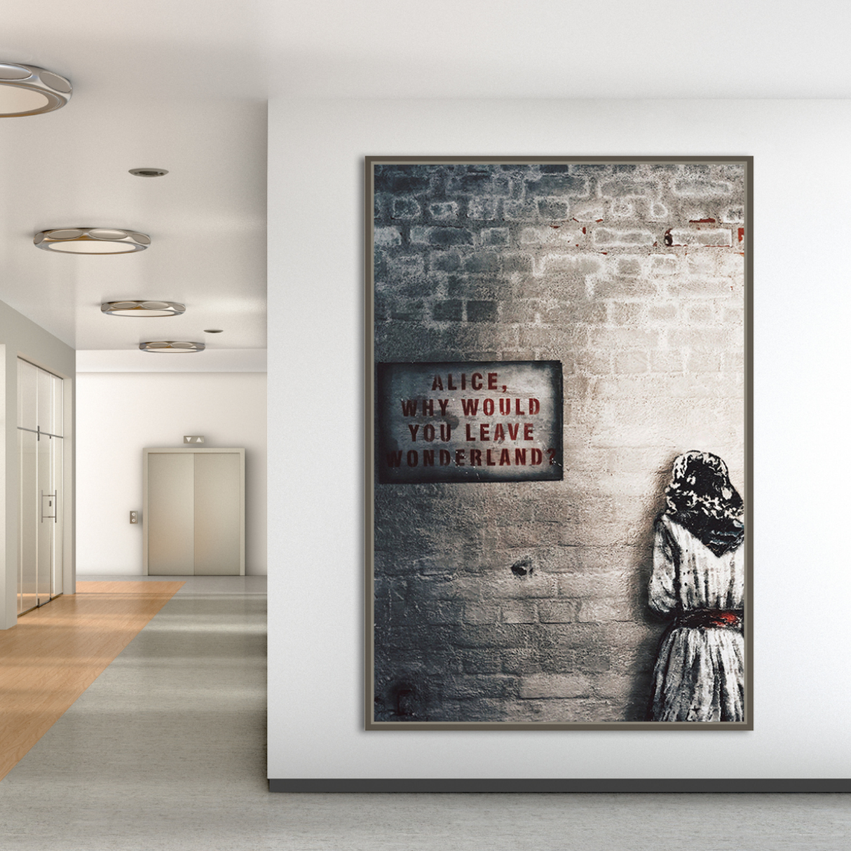 Banksy Graffiti Alice and Wonderland Canvas Wall Art-ChandeliersDecor.com