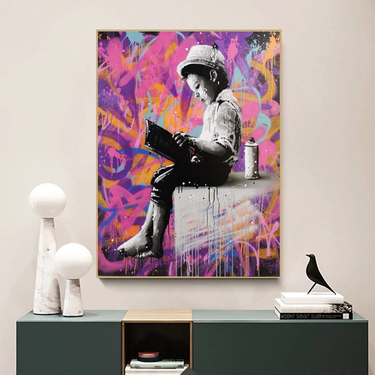 Banksy Graffiti Art Love Boy and Girl Canvas Wall Art-ChandeliersDecor.com