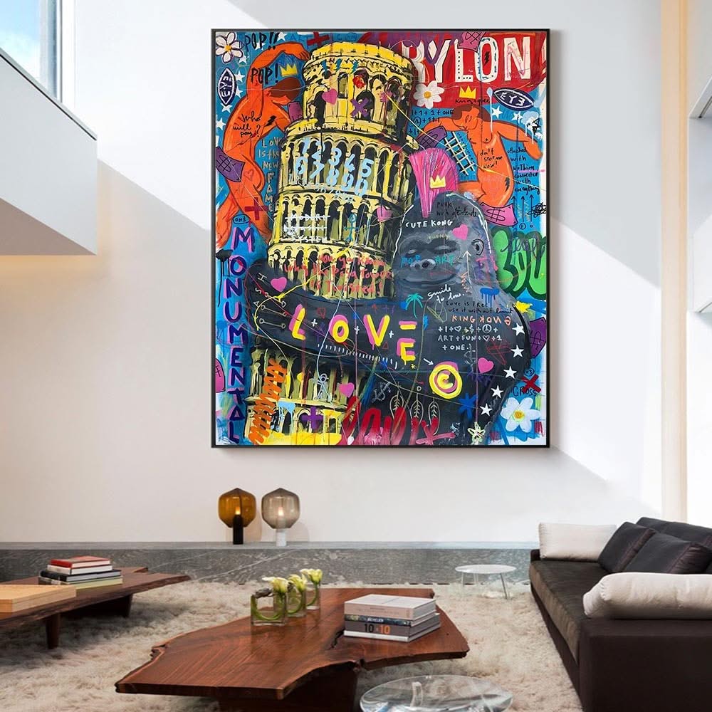 Banksy Graffiti King Kong Canvas Art-ChandeliersDecor.com