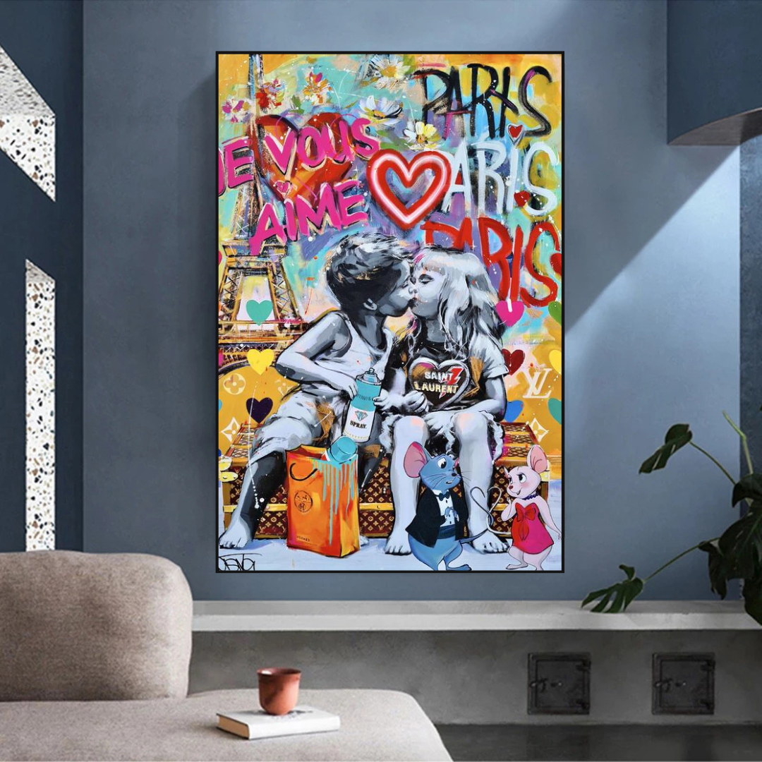 Banksy I Love You Paris Wall Art: Expressive Masterpiece-ChandeliersDecor.com