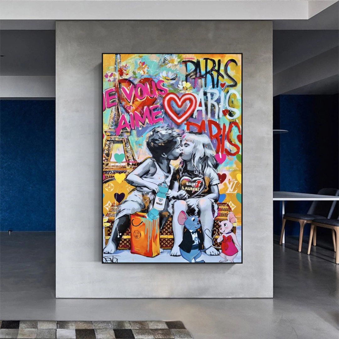 ChandeliersDecor.com-Banksy Wall Poster-Banksy I Love You Paris Wall Art: Expressive Masterpiece