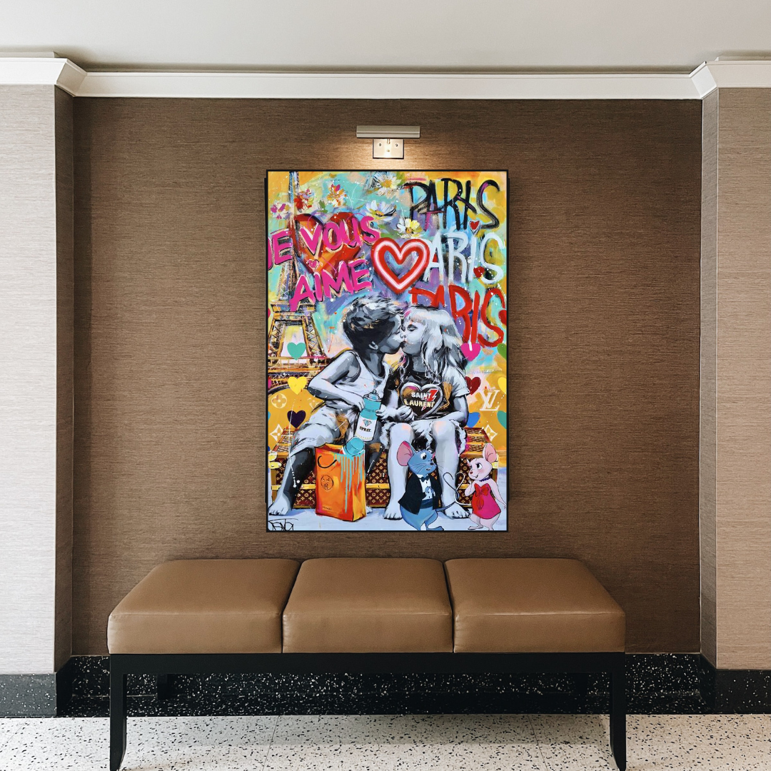 Banksy I Love You Paris Wall Art: Expressive Masterpiece-ChandeliersDecor.com