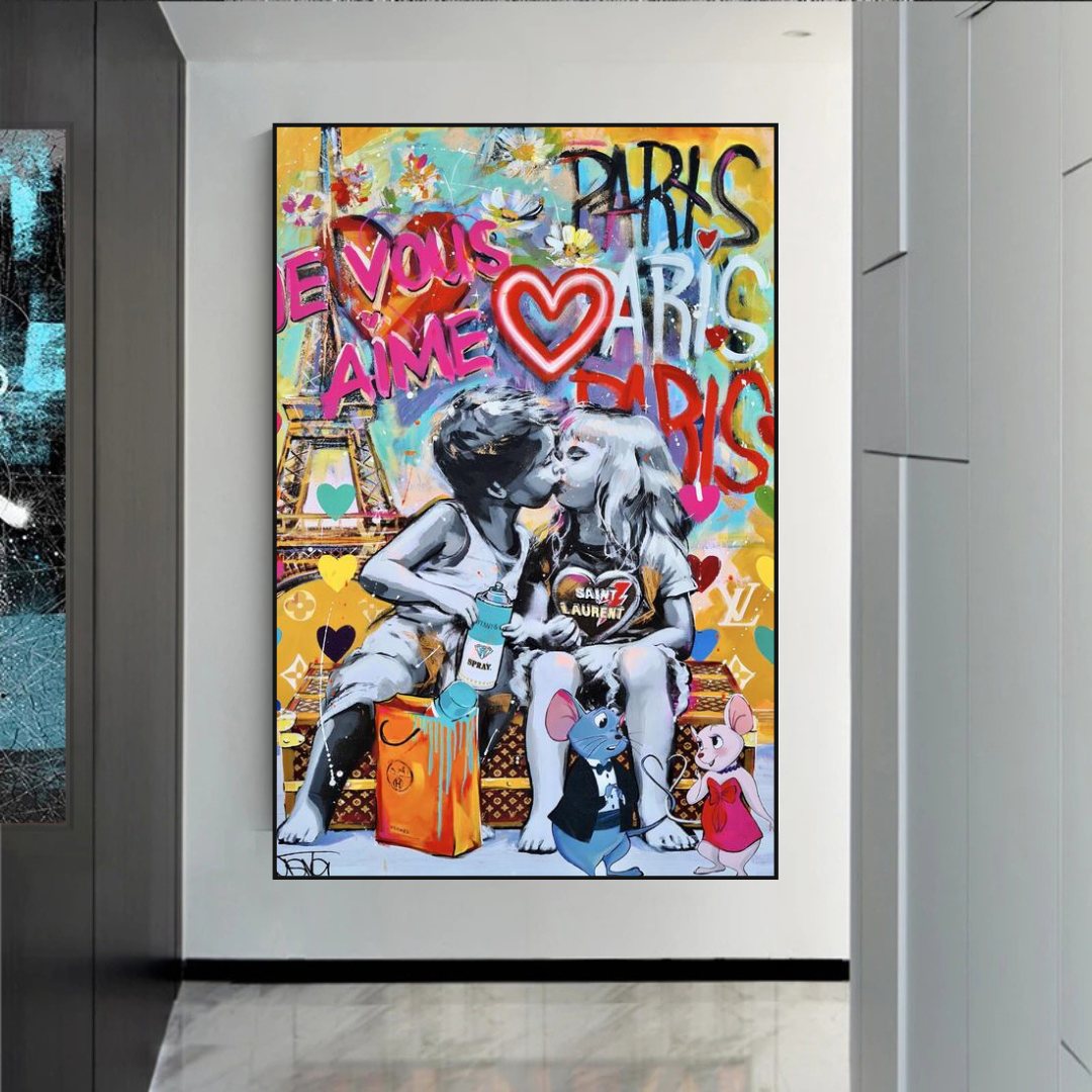 Banksy I Love You Paris Wall Art: Expressive Masterpiece-ChandeliersDecor.com