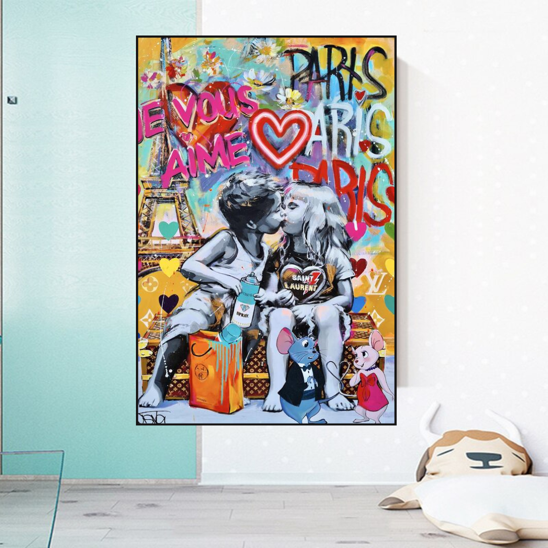 Banksy I Love You Paris Wall Art: Expressive Masterpiece-ChandeliersDecor.com