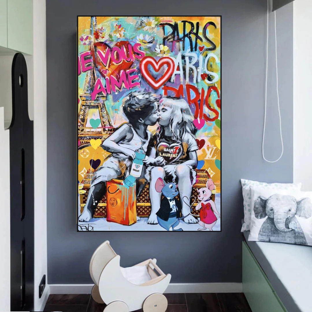 Banksy I Love You Paris Wall Art: Expressive Masterpiece-ChandeliersDecor.com