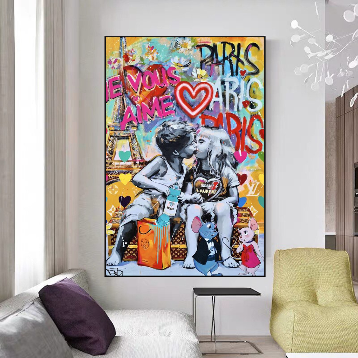 ChandeliersDecor.com-Banksy Wall Poster-Banksy I Love You Paris Wall Art: Expressive Masterpiece