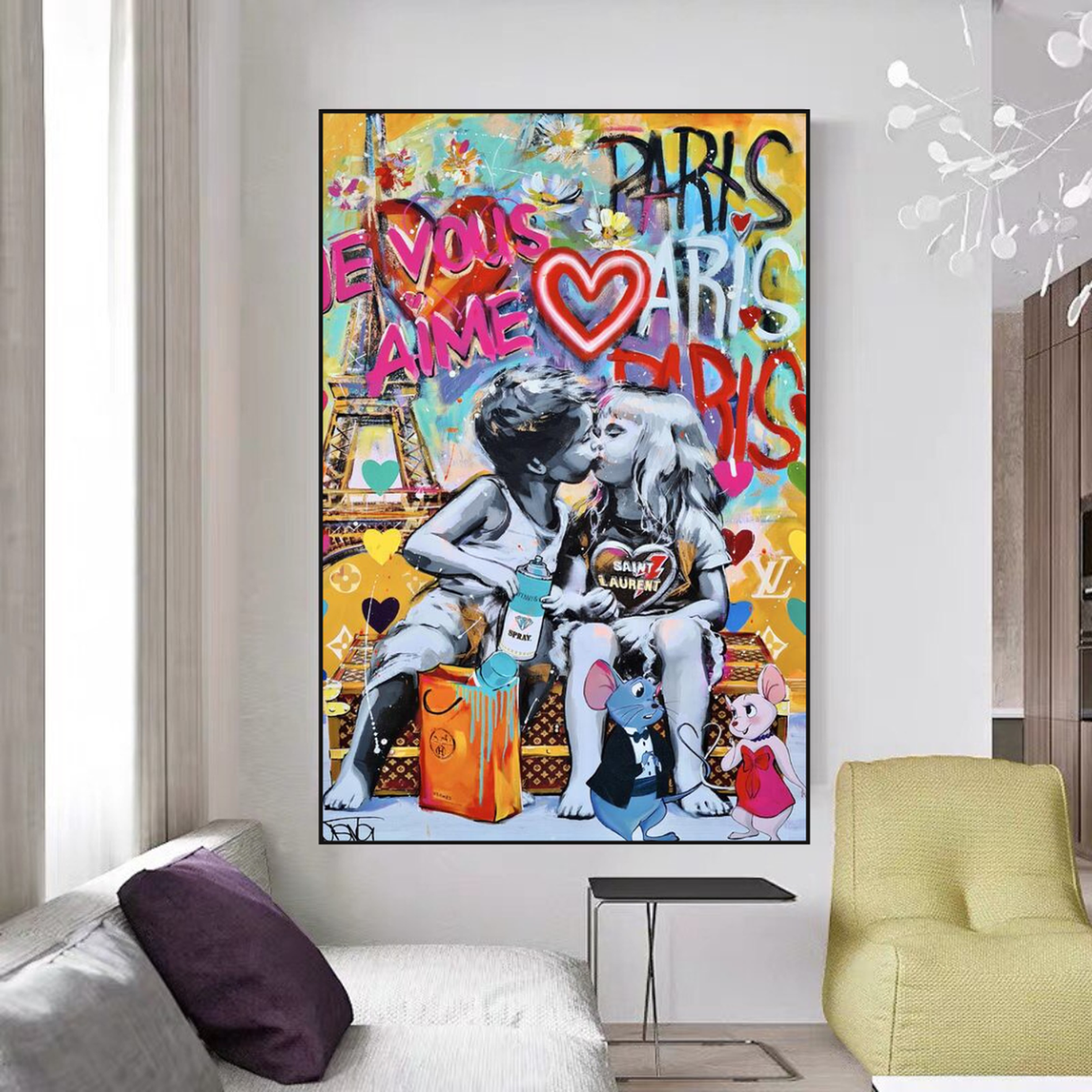 Banksy I Love You Paris Wall Art: Expressive Masterpiece-ChandeliersDecor.com