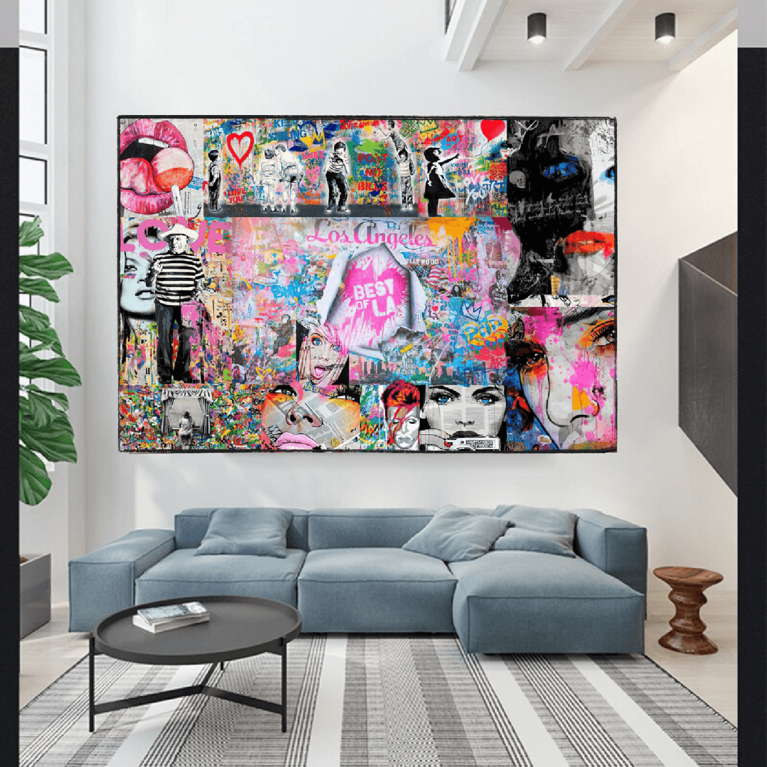 ChandeliersDecor.com-Banksy Wall Poster-Banksy Los Angeles Hollywood Canvas Wall Art