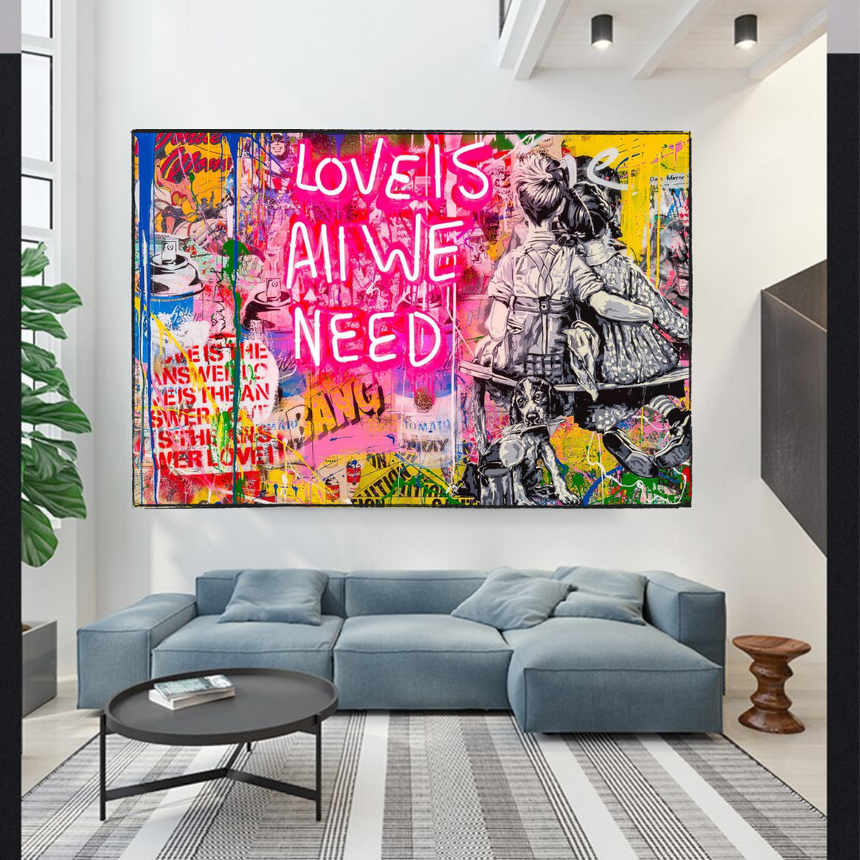 Banksy Love is all we need Canvas Wall Art-ChandeliersDecor.com