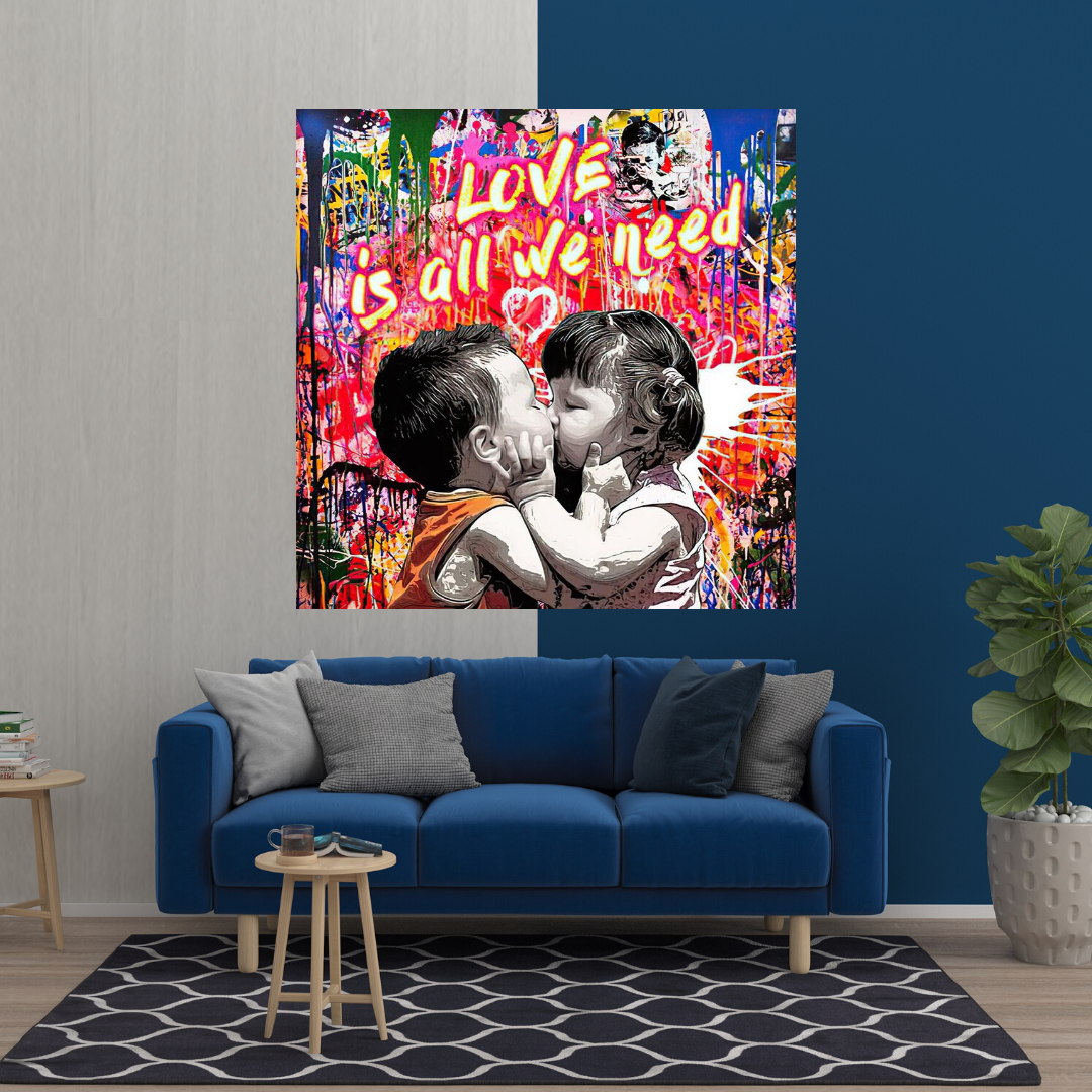 Banksy Love is all we need Graffiti Canvas Wall Art-ChandeliersDecor.com