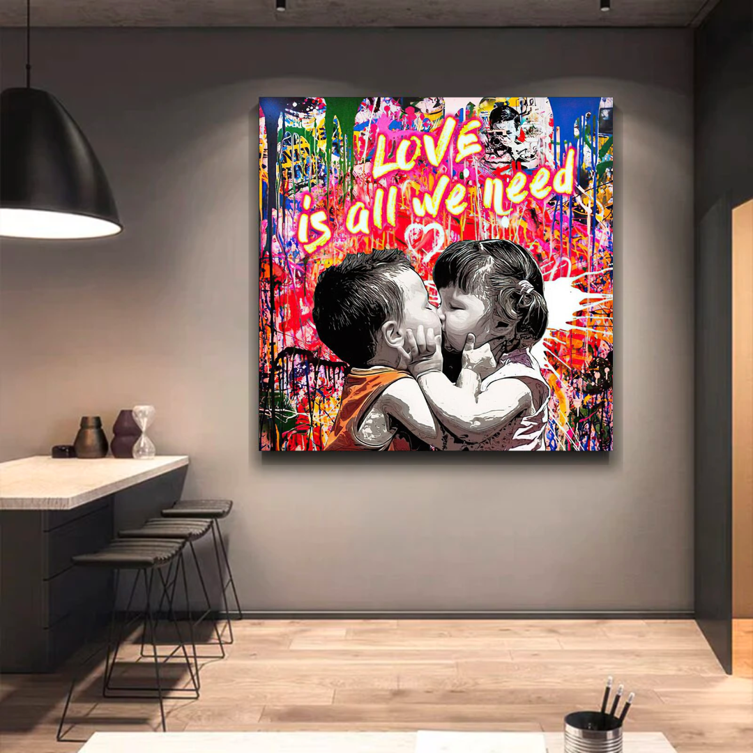 Banksy Love is all we need Graffiti Canvas Wall Art-ChandeliersDecor.com