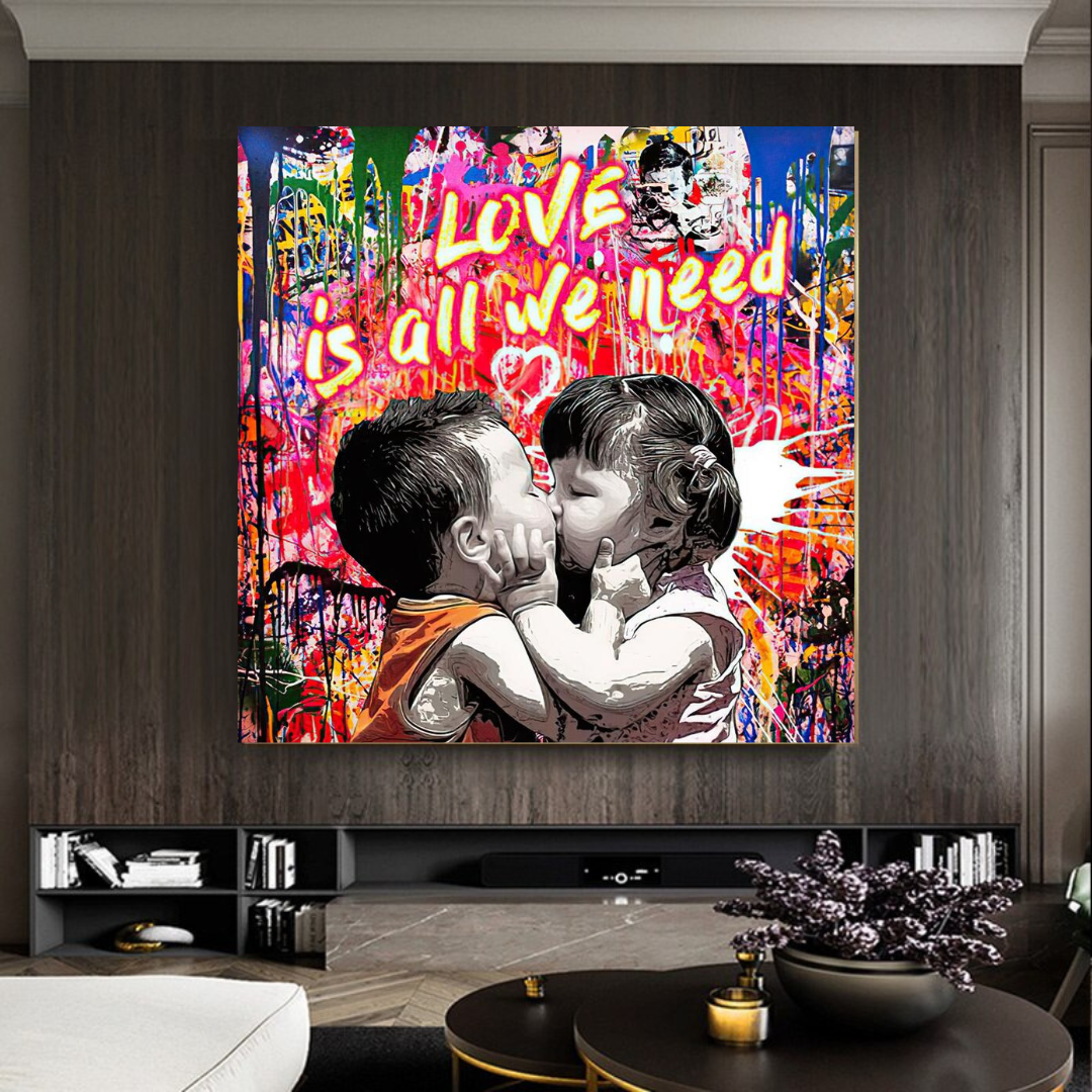 Banksy Love is all we need Graffiti Canvas Wall Art-ChandeliersDecor.com