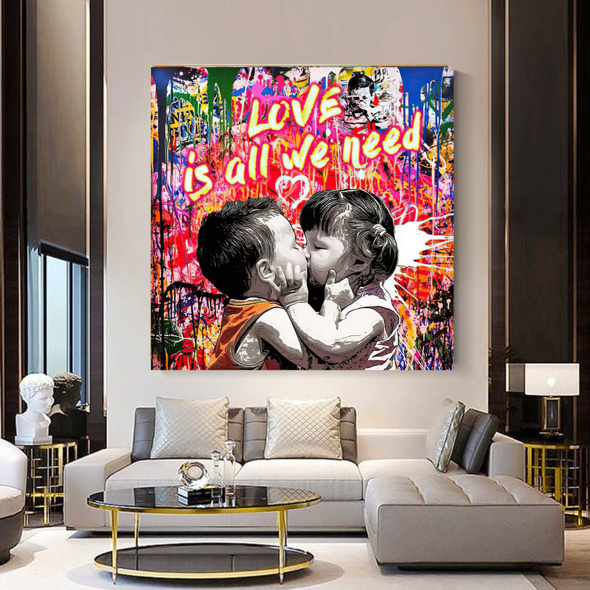Banksy Love is all we need Graffiti Canvas Wall Art-ChandeliersDecor.com