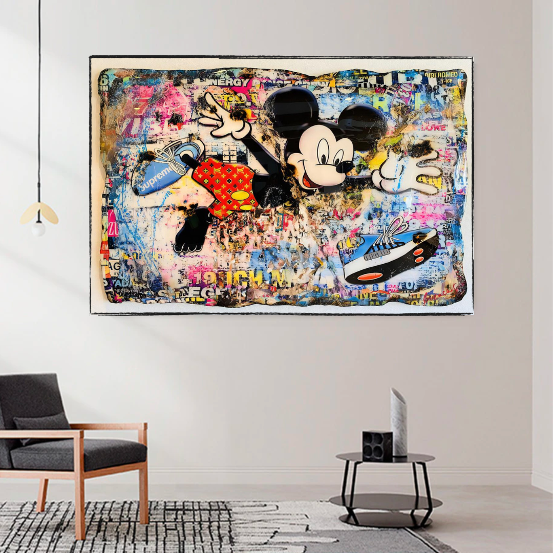Banksy Mickey Mouse Supreme Canvas Wall Art-ChandeliersDecor.com