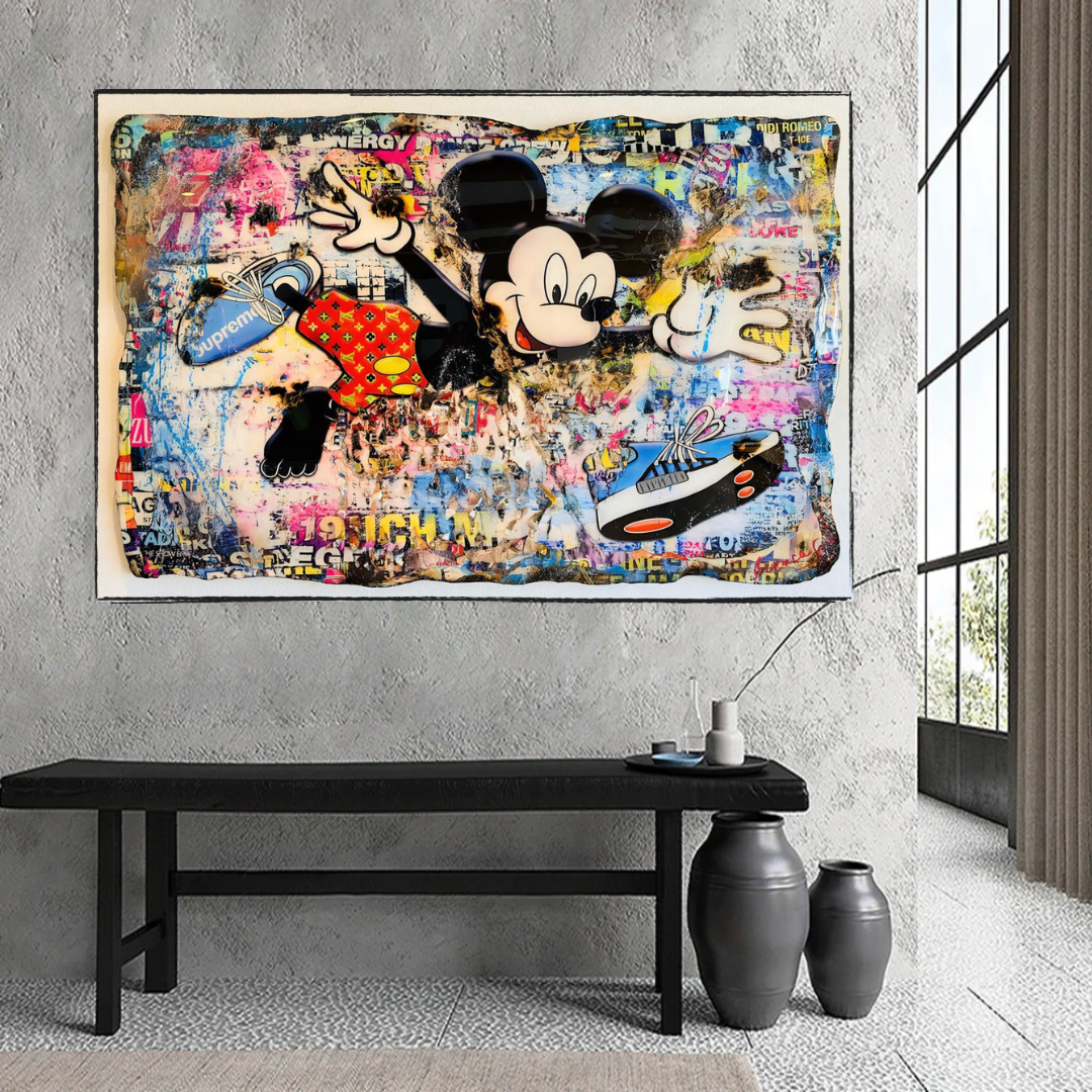 Banksy Mickey Mouse Supreme Canvas Wall Art-ChandeliersDecor.com