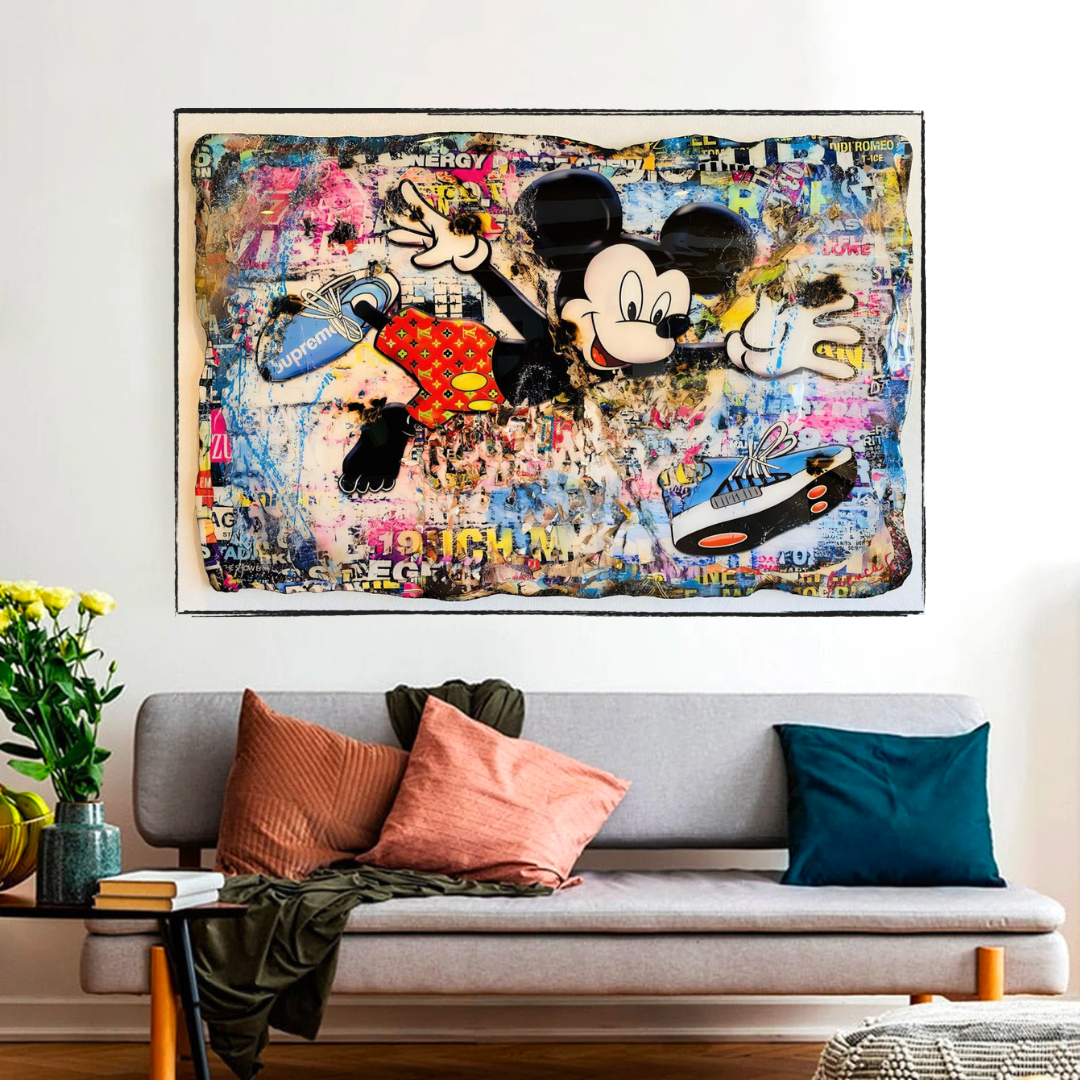 Banksy Mickey Mouse Supreme Canvas Wall Art-ChandeliersDecor.com