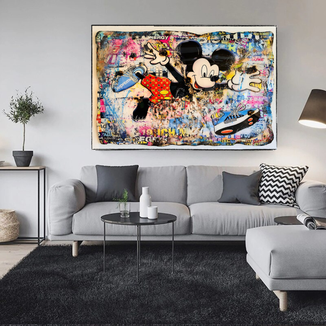 Banksy Mickey Mouse Supreme Canvas Wall Art-ChandeliersDecor.com