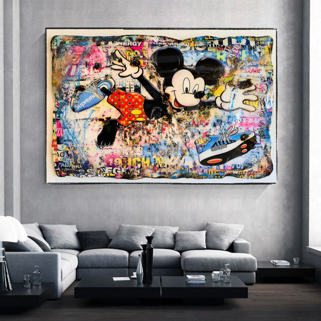 Banksy Mickey Mouse Supreme Canvas Wall Art-ChandeliersDecor.com
