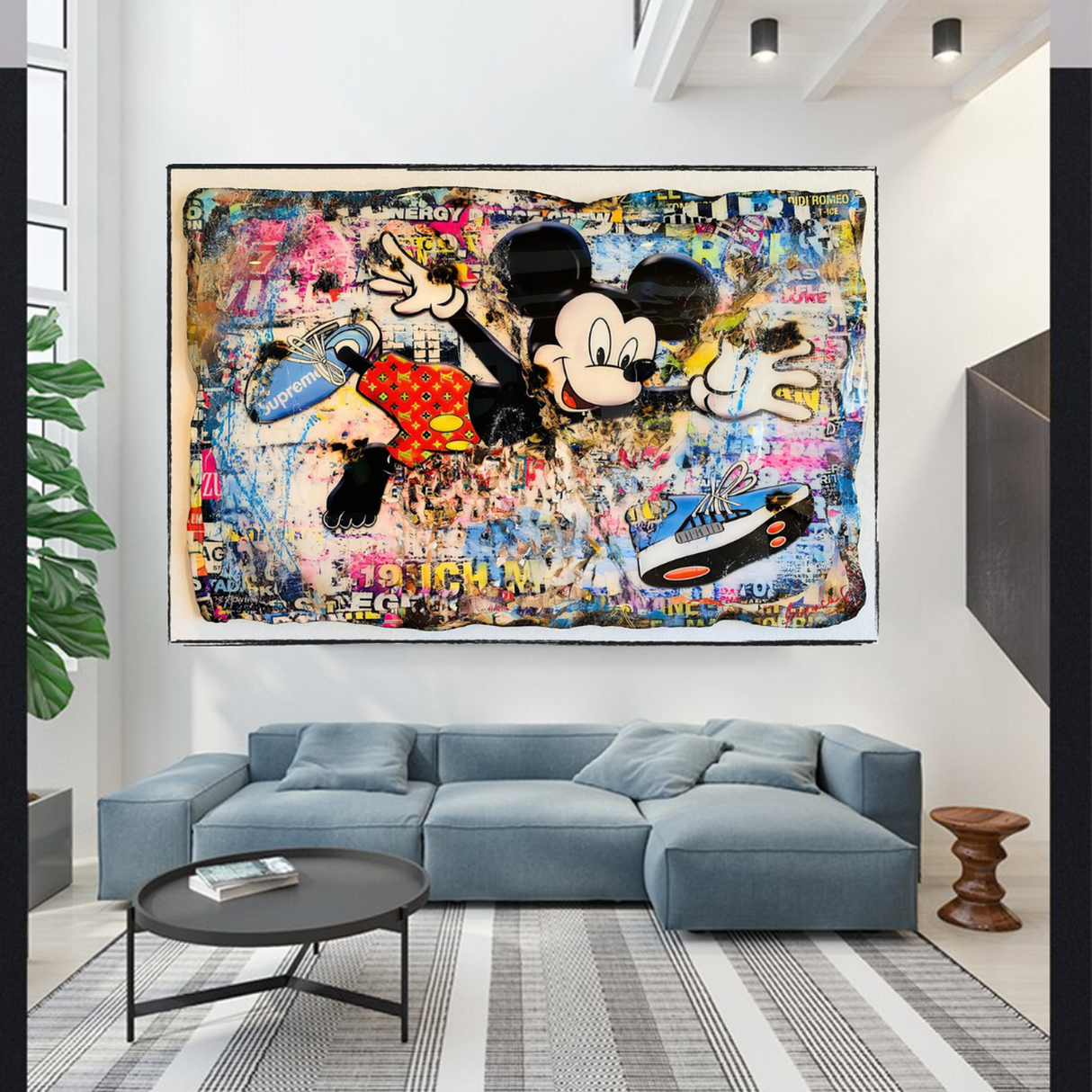 Banksy Mickey Mouse Supreme Canvas Wall Art-ChandeliersDecor.com