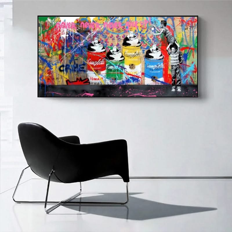 Banksy Never Give Up Canvas Graffiti Prints for Modern Home Decor-ChandeliersDecor.com