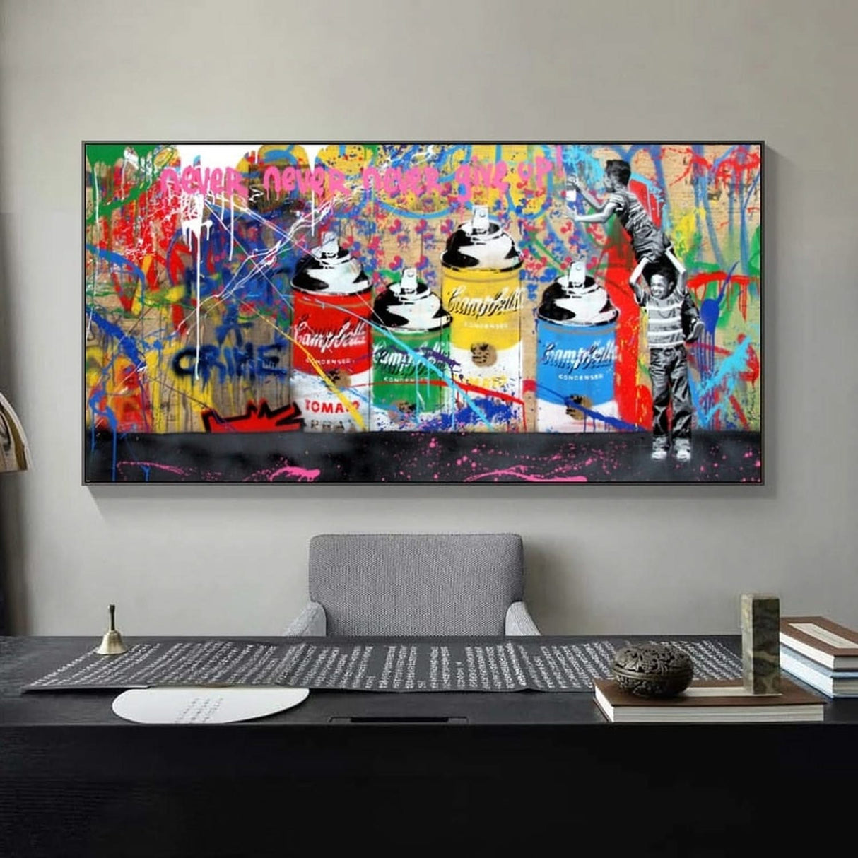 Banksy Never Give Up Canvas Graffiti Prints for Modern Home Decor-ChandeliersDecor.com